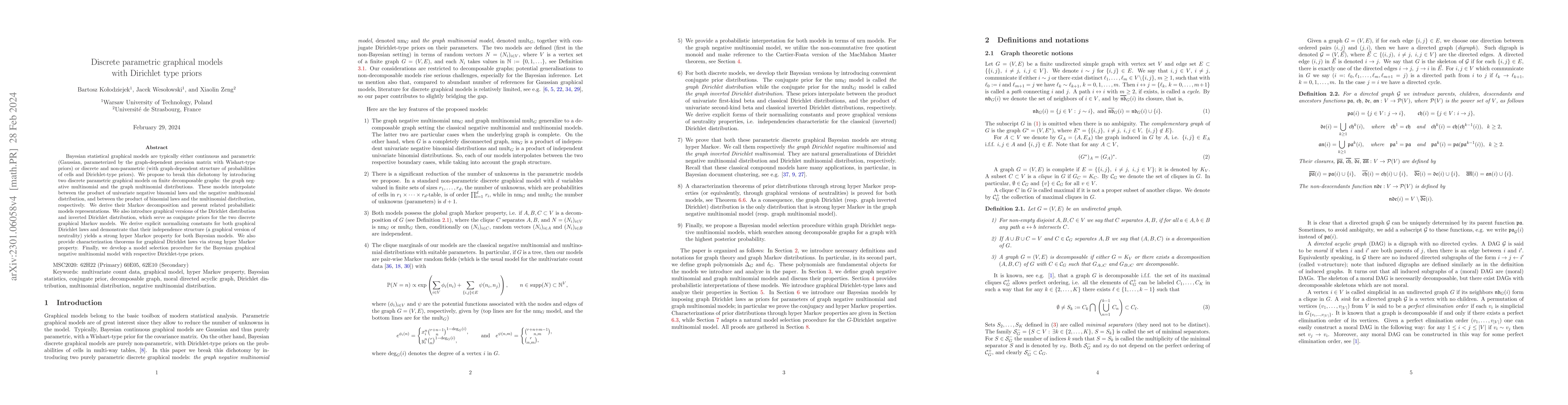Thumbnail for Discrete parametric graphical models with Dirichlet type priors