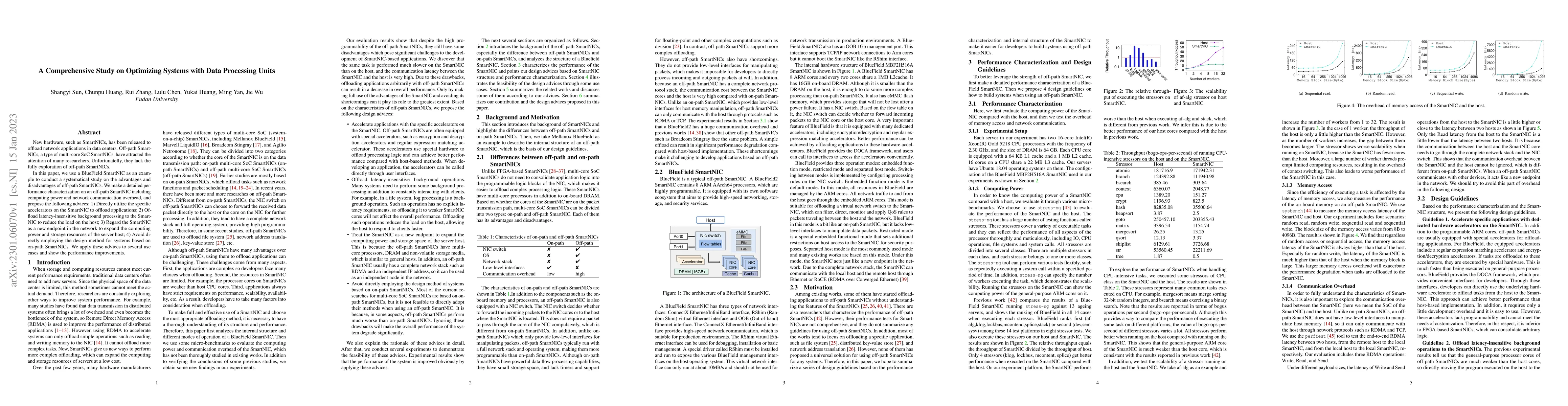 Thumbnail for A Comprehensive Study on Optimizing Systems with Data Processing Units