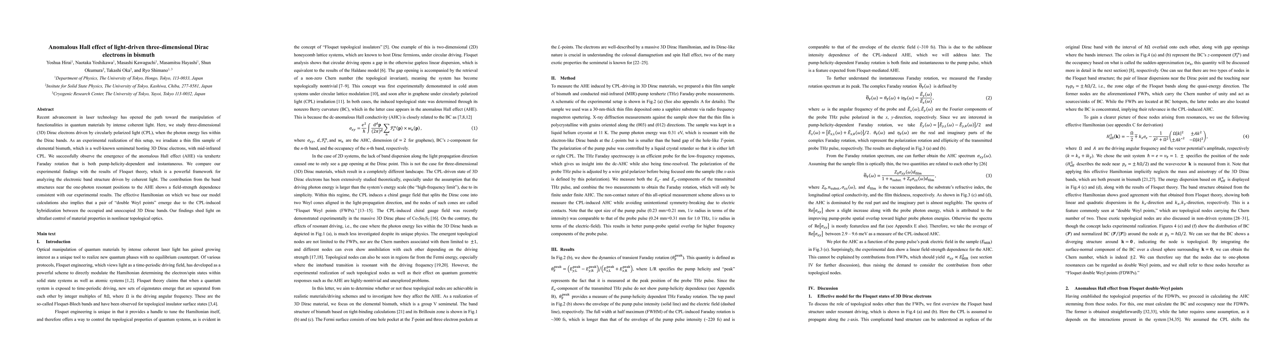 Thumbnail for Anomalous Hall effect of light-driven three-dimensional Dirac electrons
  in bismuth