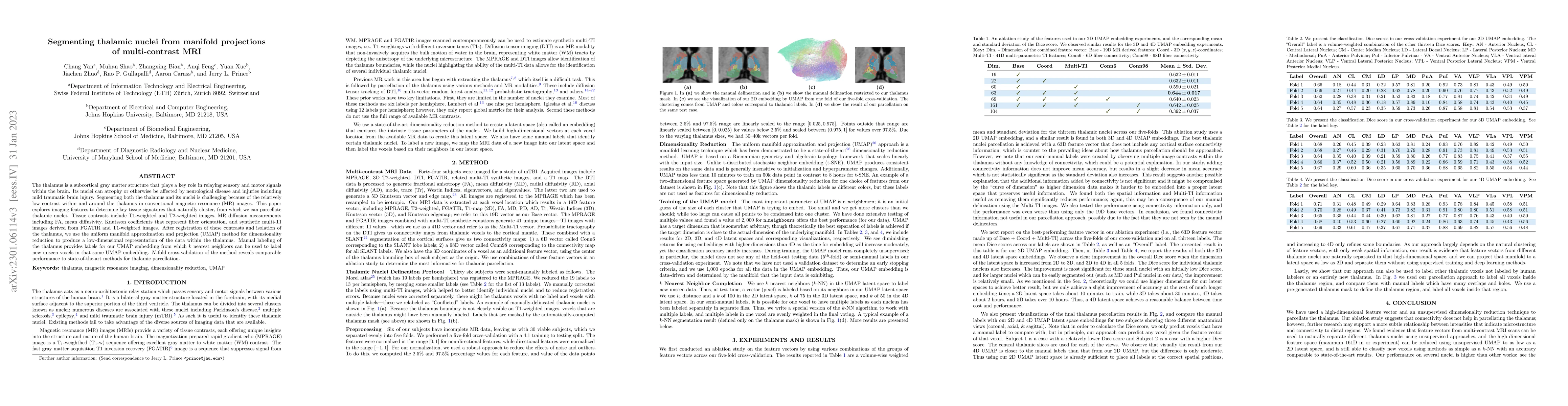 Thumbnail for Segmenting thalamic nuclei from manifold projections of multi-contrast
  MRI
