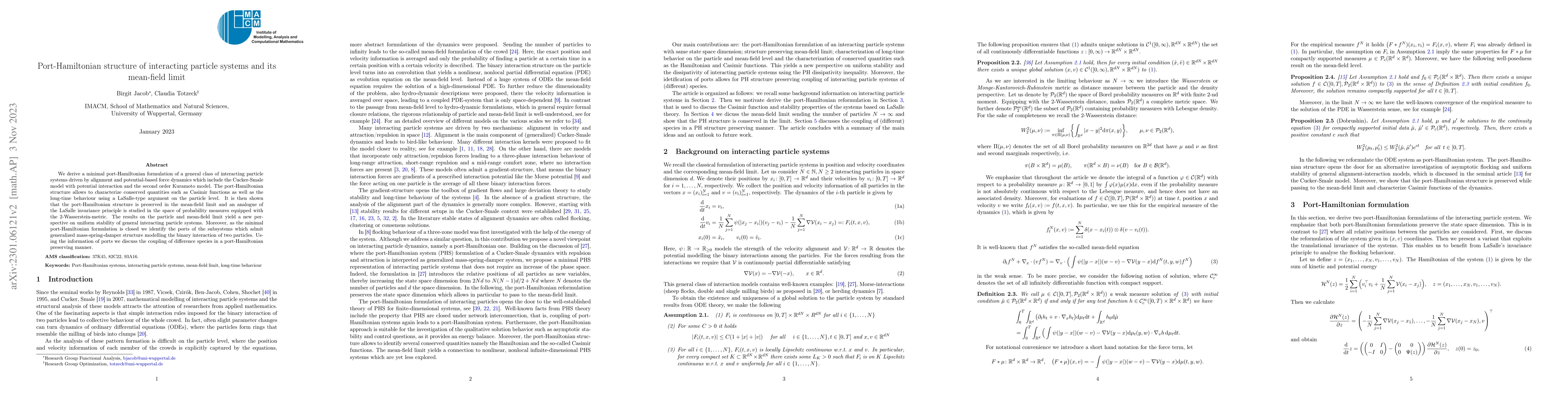 Thumbnail for Port-Hamiltonian structure of interacting particle systems and its
  mean-field limit