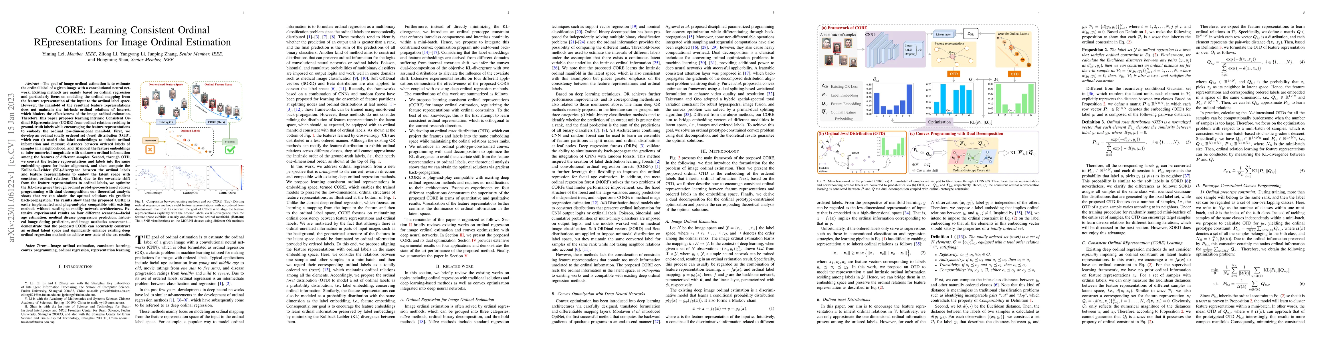 Thumbnail for CORE: Learning Consistent Ordinal REpresentations for Image Ordinal
  Estimation