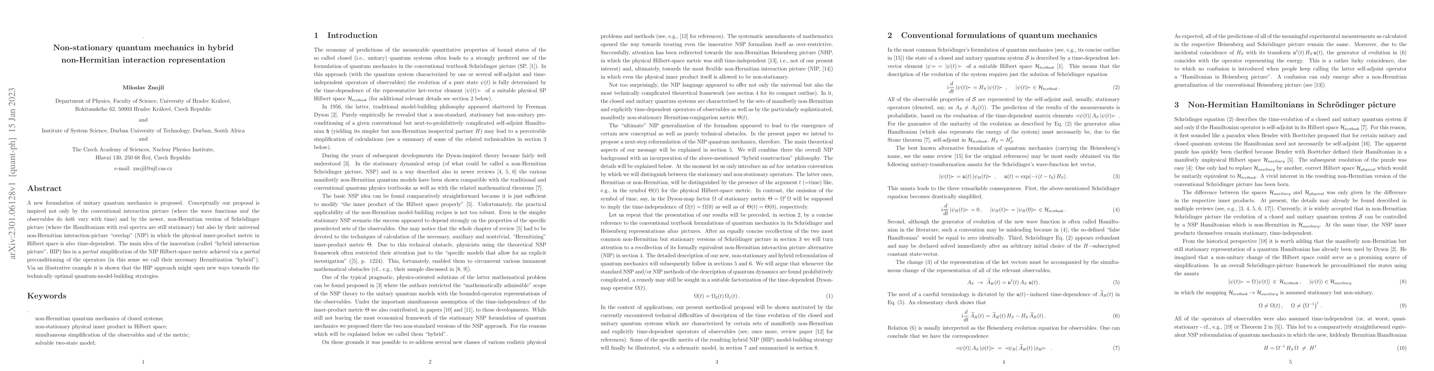 Thumbnail for Non-stationary quantum mechanics in hybrid non-Hermitian interaction
  representation