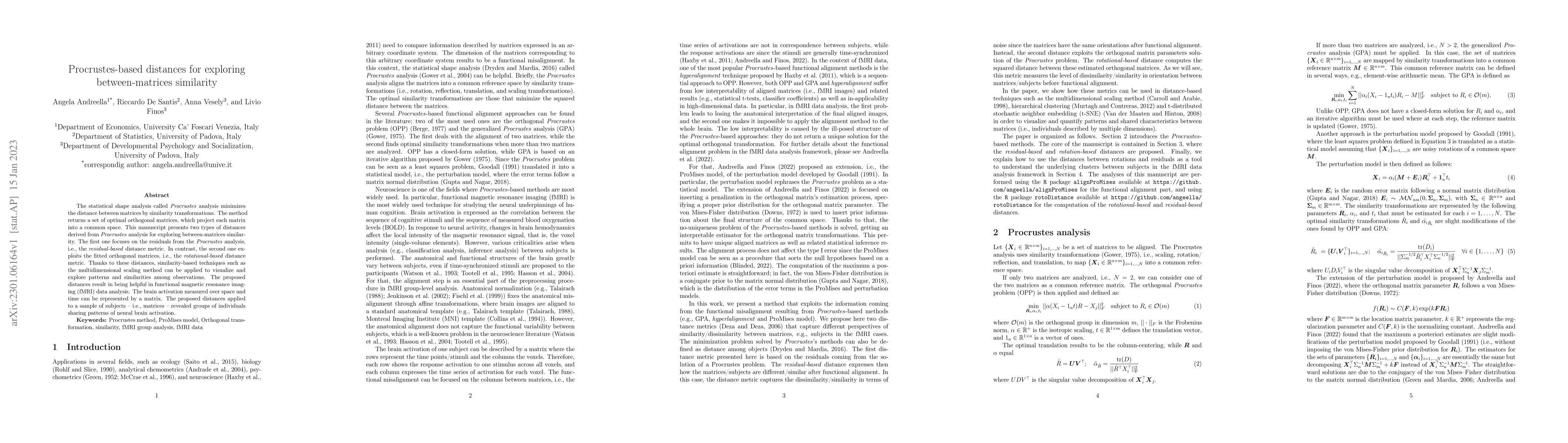 Thumbnail for Procrustes-based distances for exploring between-matrices similarity