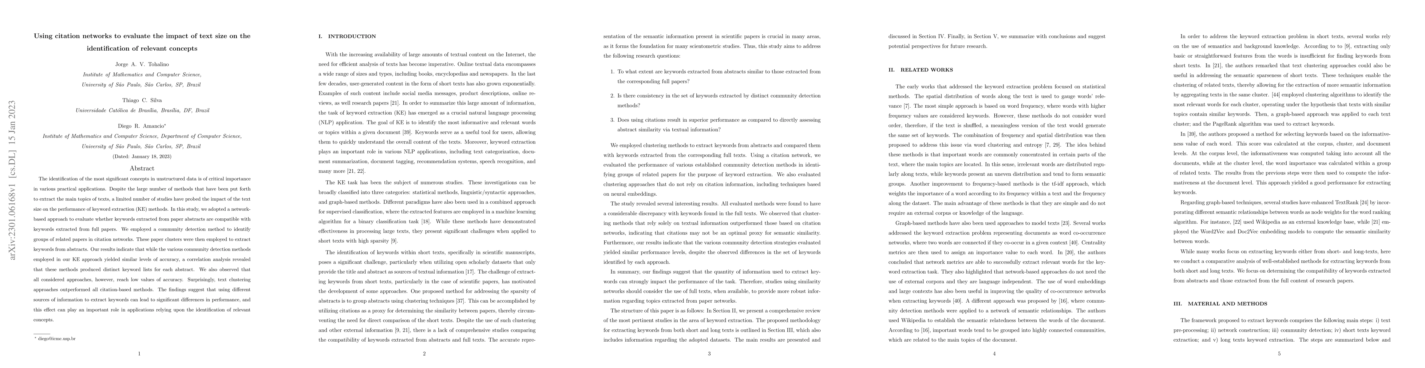 Thumbnail for Using citation networks to evaluate the impact of text length on the
  identification of relevant concepts