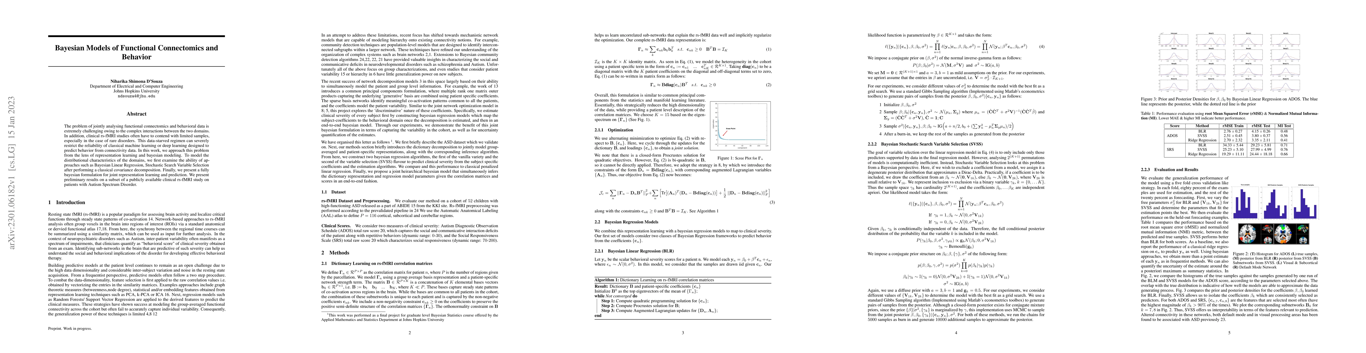 Thumbnail for Bayesian Models of Functional Connectomics and Behavior