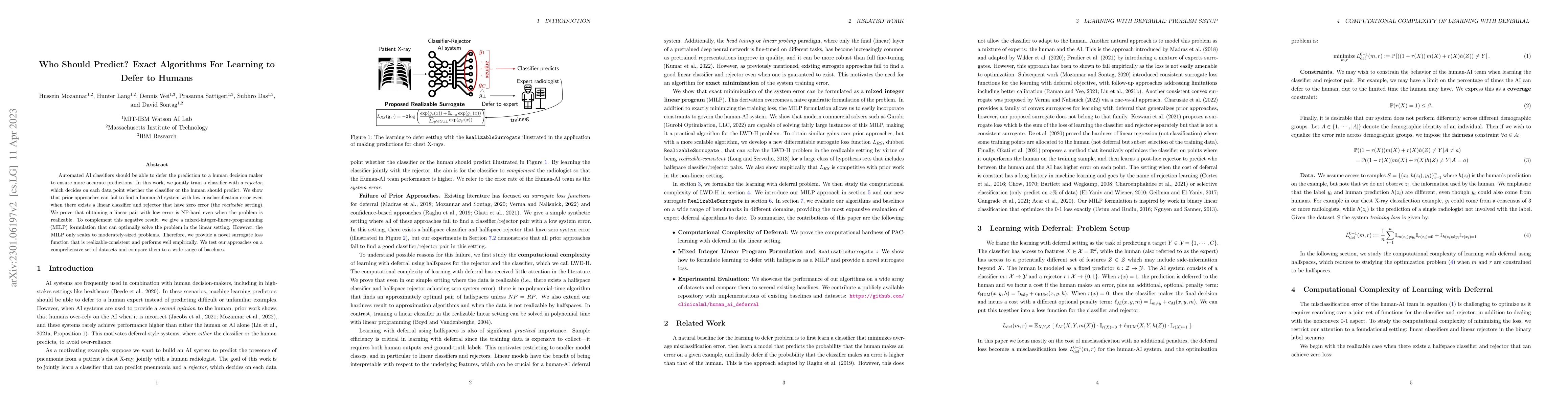 Thumbnail for Who Should Predict? Exact Algorithms For Learning to Defer to Humans