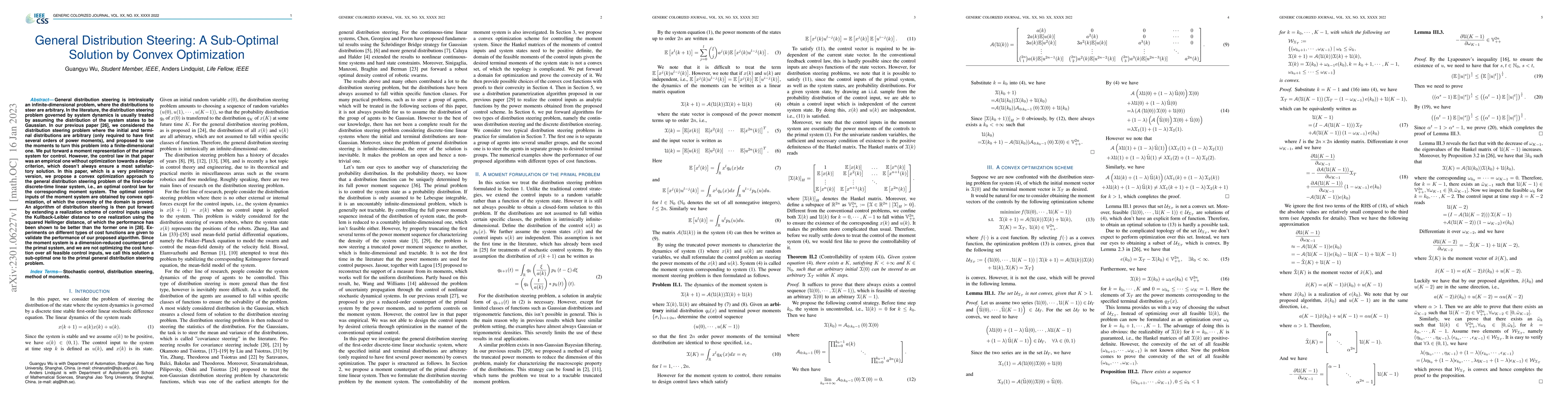 Thumbnail for General Distribution Steering: A Sub-Optimal Solution by Convex
  Optimization