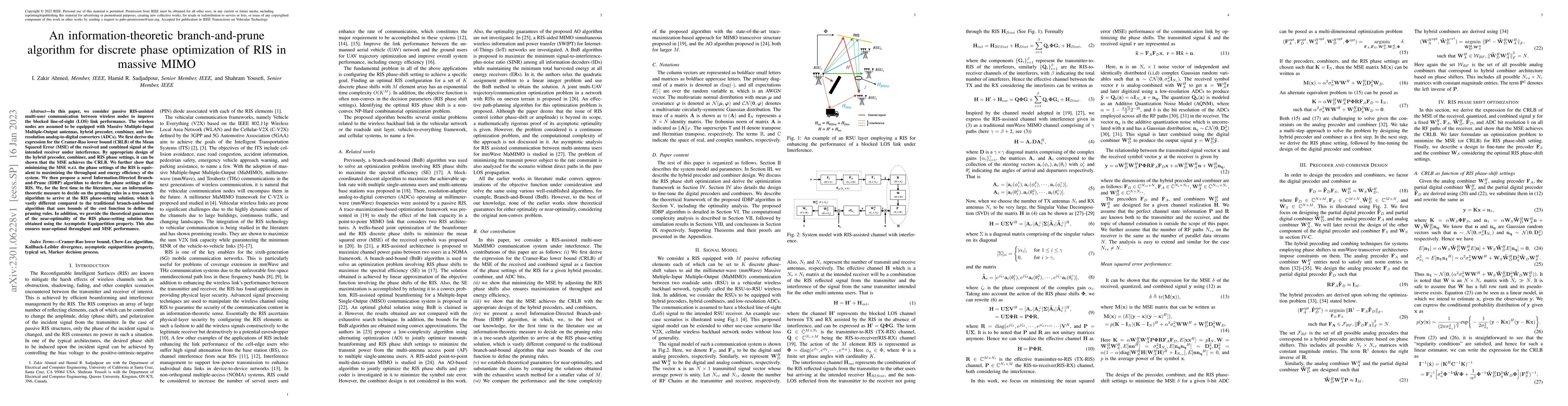 Thumbnail for An information-theoretic branch-and-prune algorithm for discrete phase
  optimization of RIS in massive MIMO