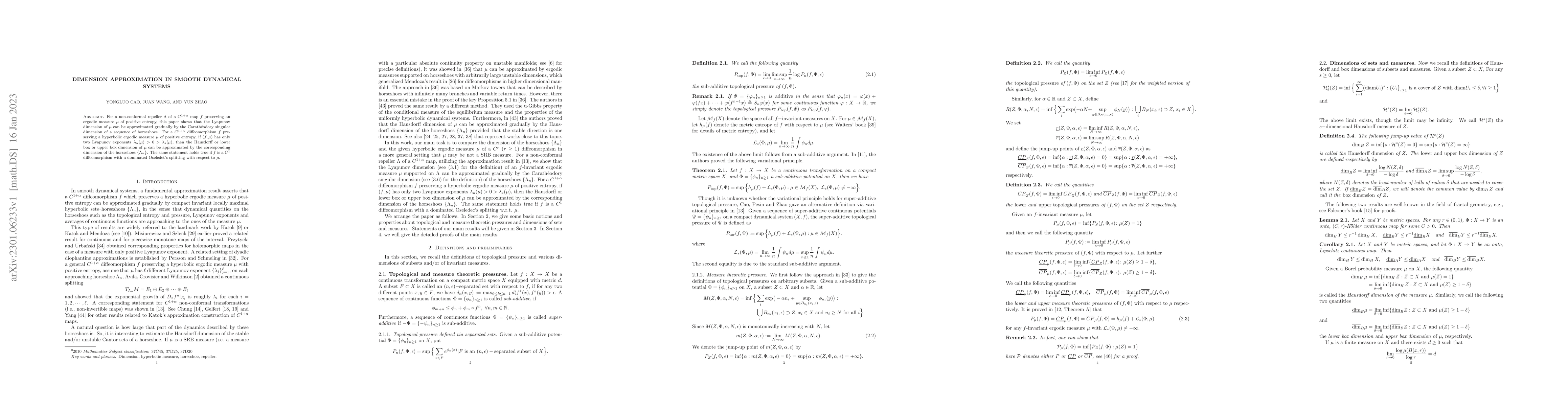 Thumbnail for Dimension approximation in smooth dynamical systems