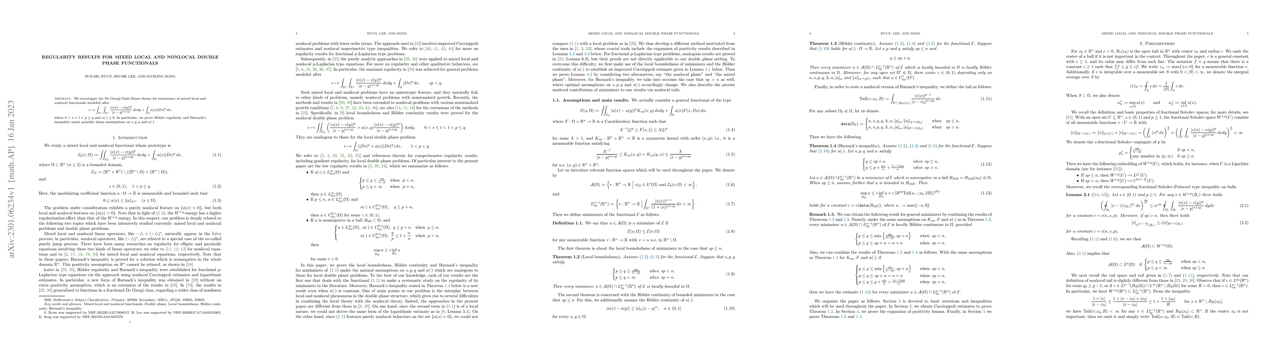 Thumbnail for Regularity results for mixed local and nonlocal double phase functionals