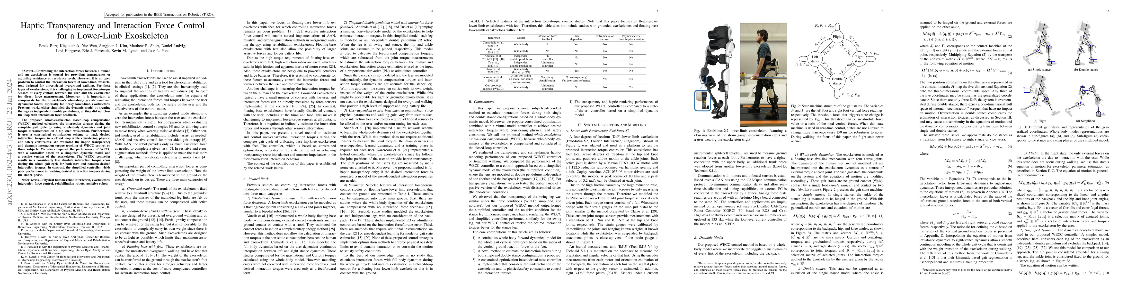 Thumbnail for Haptic Transparency and Interaction Force Control for a Lower-Limb
  Exoskeleton