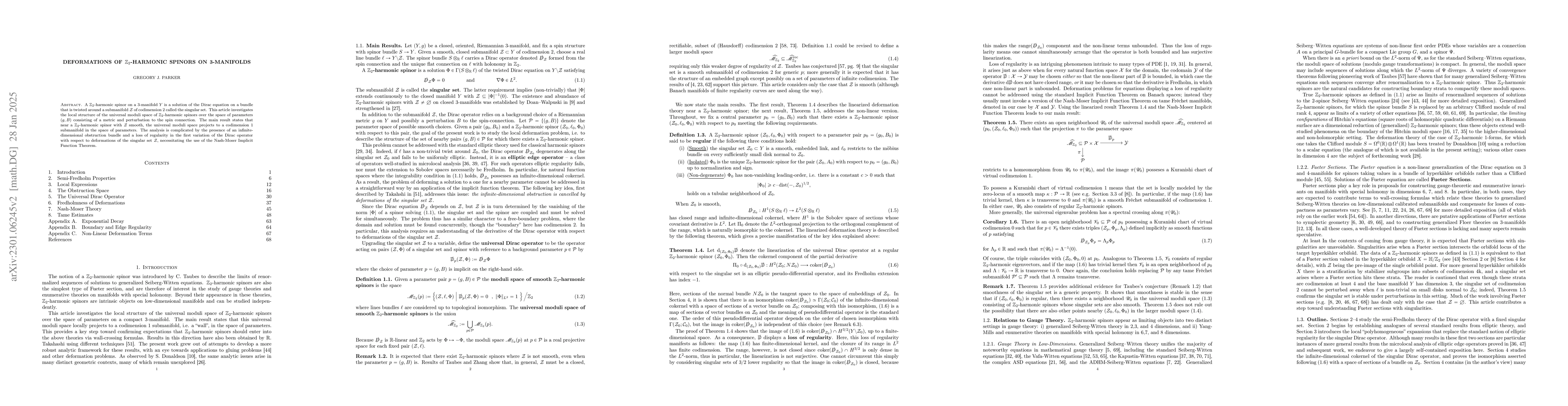 Thumbnail for Deformations of $\mathbb Z_2$-Harmonic Spinors on 3-Manifolds