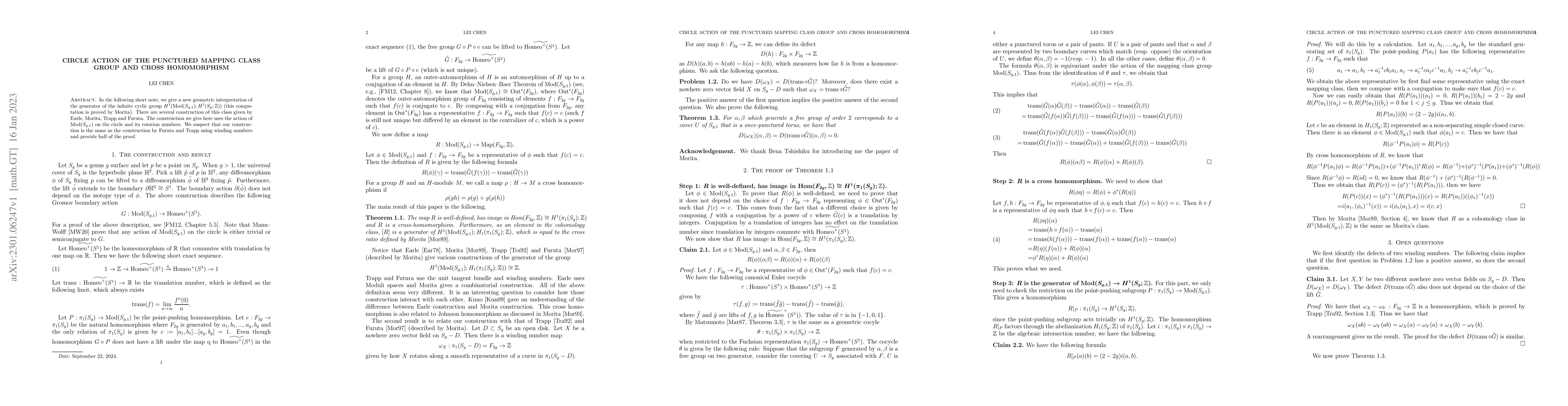 Thumbnail for Circle action of the punctured mapping class group and cross
  homomorphism