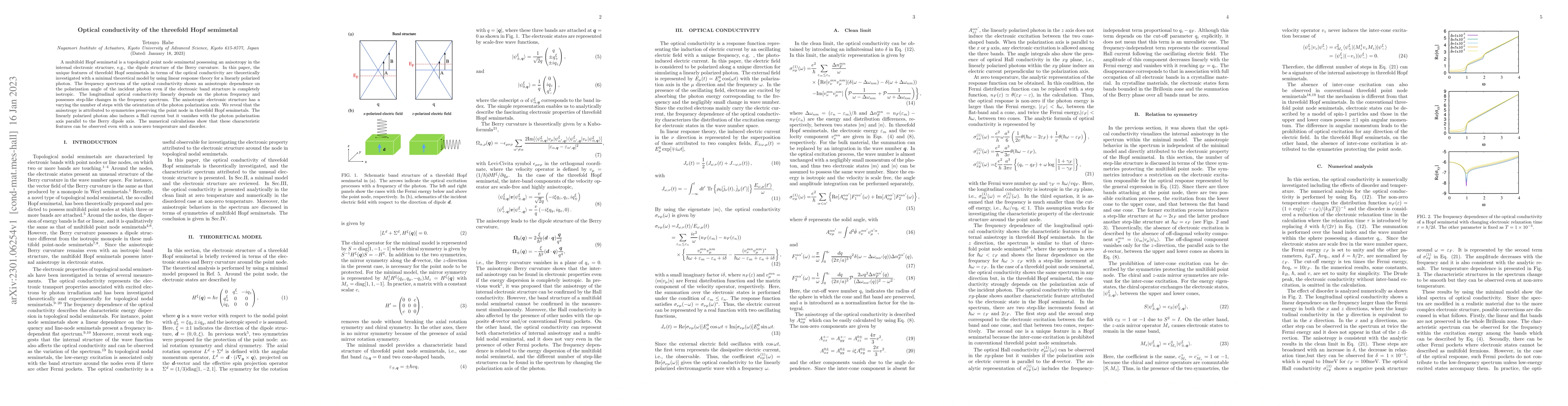 Thumbnail for Optical conductivity of the threefold Hopf semimetal