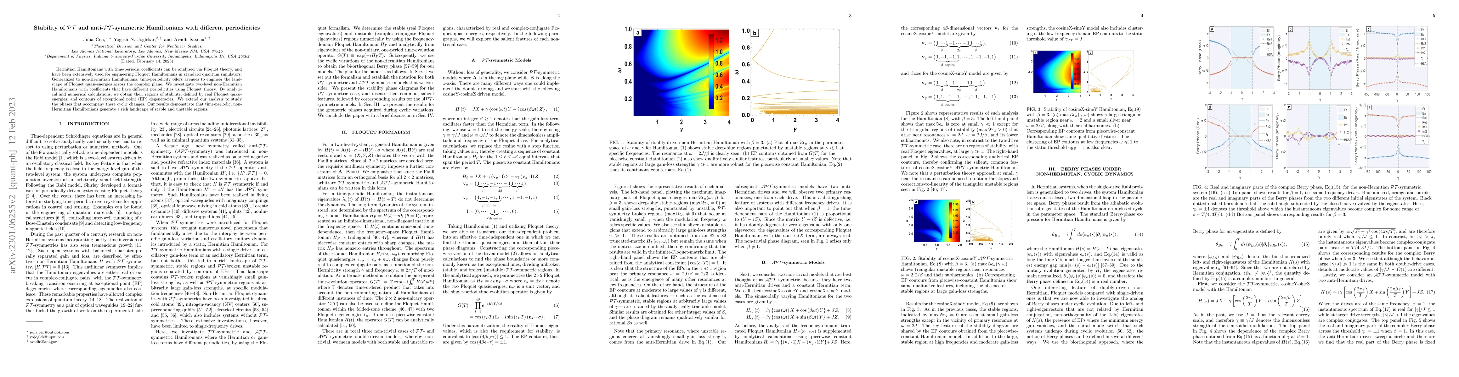 Thumbnail for Stability of time-periodic $\mathcal{PT}$ and
  anti-$\mathcal{PT}$-symmetric Hamiltonians with different periodicities