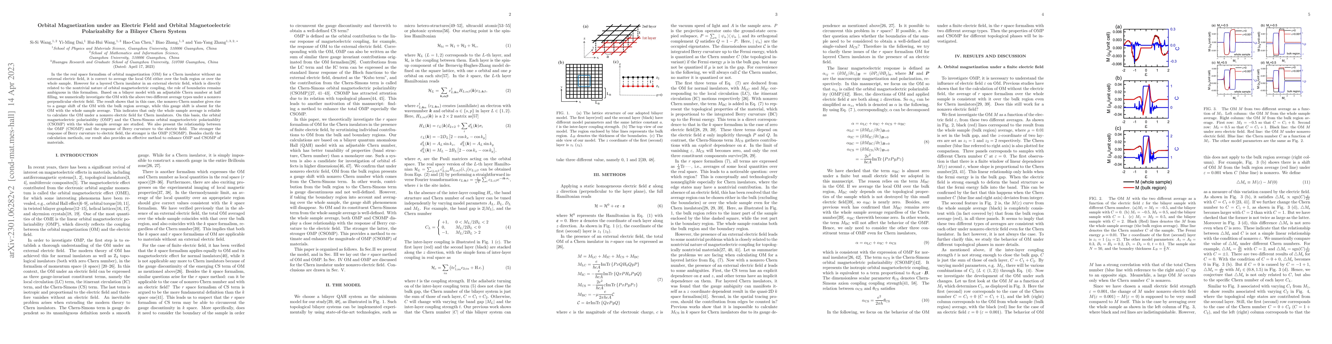 Thumbnail for Orbital Magnetization under an Electric Field and Orbital
  Magnetoelectric Polarizabilty for a Bilayer Chern System
