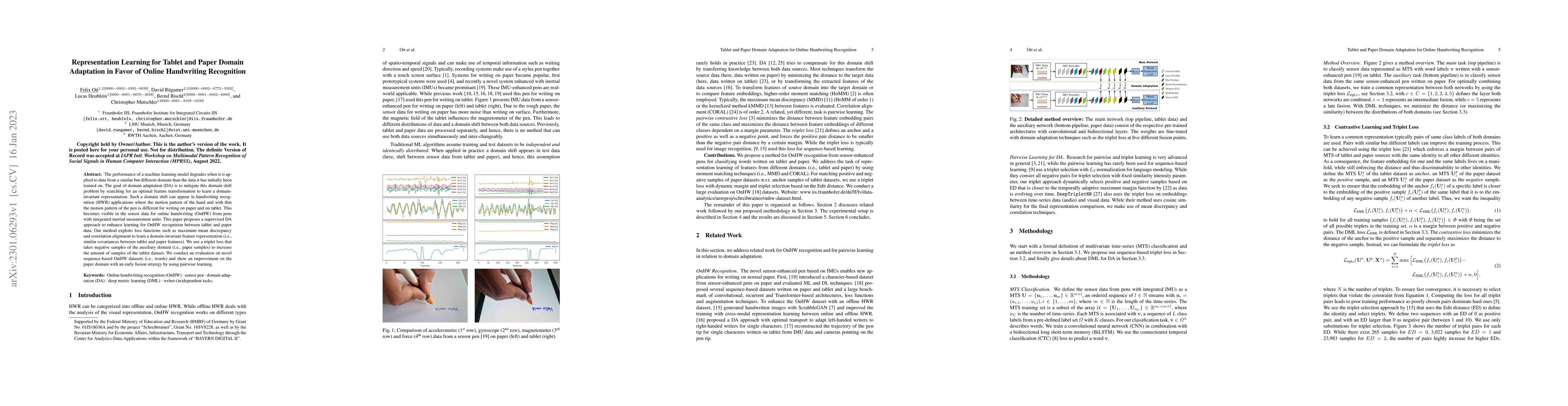 Thumbnail for Representation Learning for Tablet and Paper Domain Adaptation in Favor
  of Online Handwriting Recognition