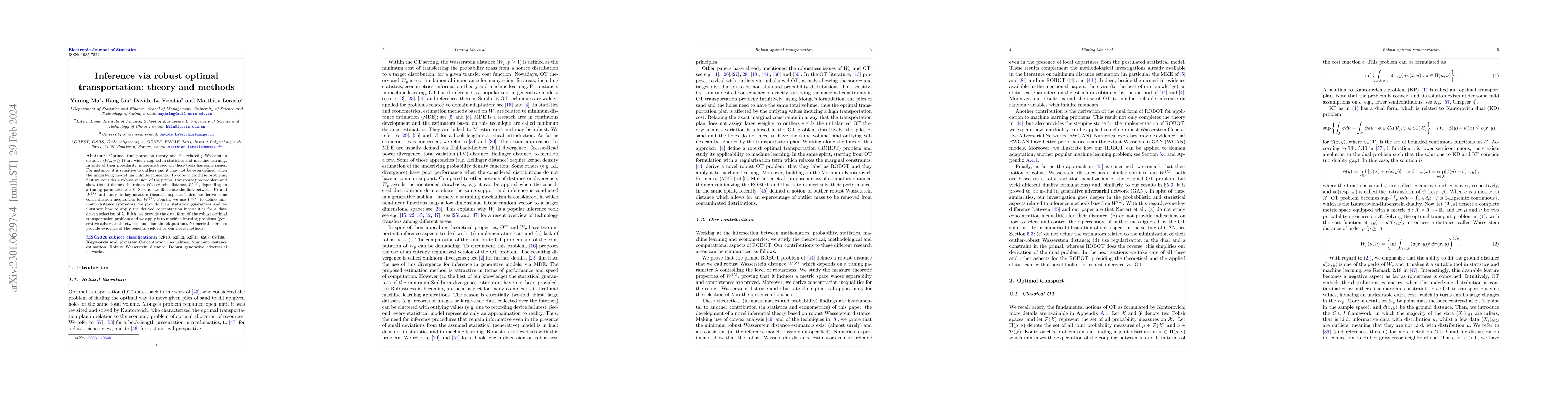 Thumbnail for Inference via robust optimal transportation: theory and methods