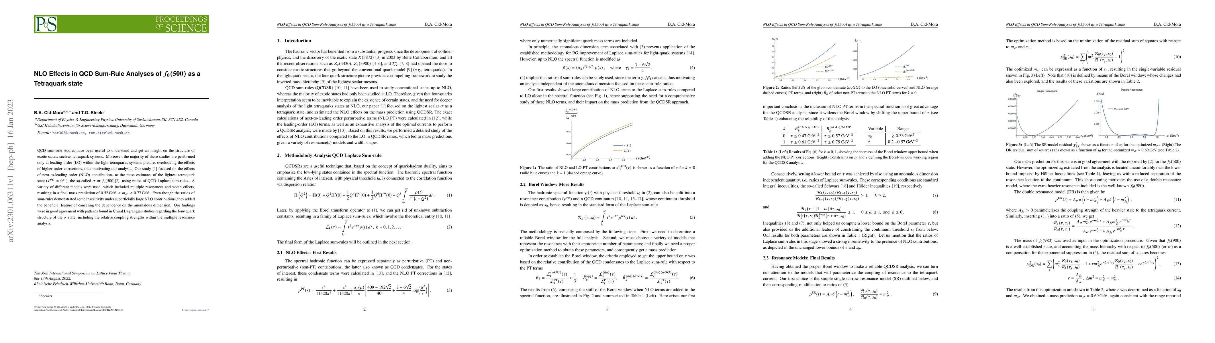 Thumbnail for NLO Effects in QCD Sum-Rule Analyses of $f_{0}(500)$ as a Tetraquark
  state