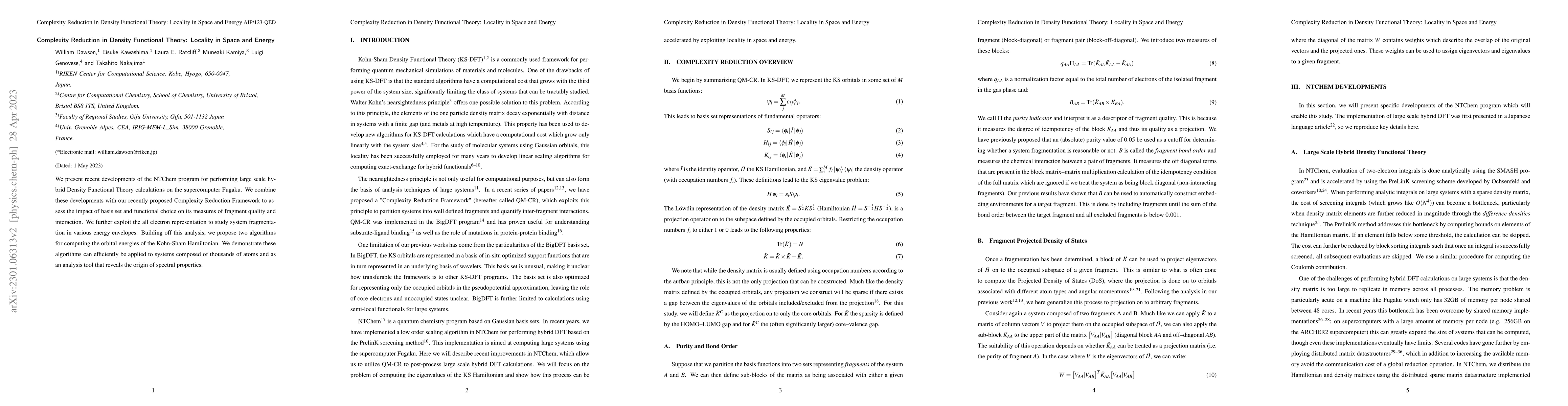 Thumbnail for Complexity Reduction in Density Functional Theory: Locality in Space and
  Energy