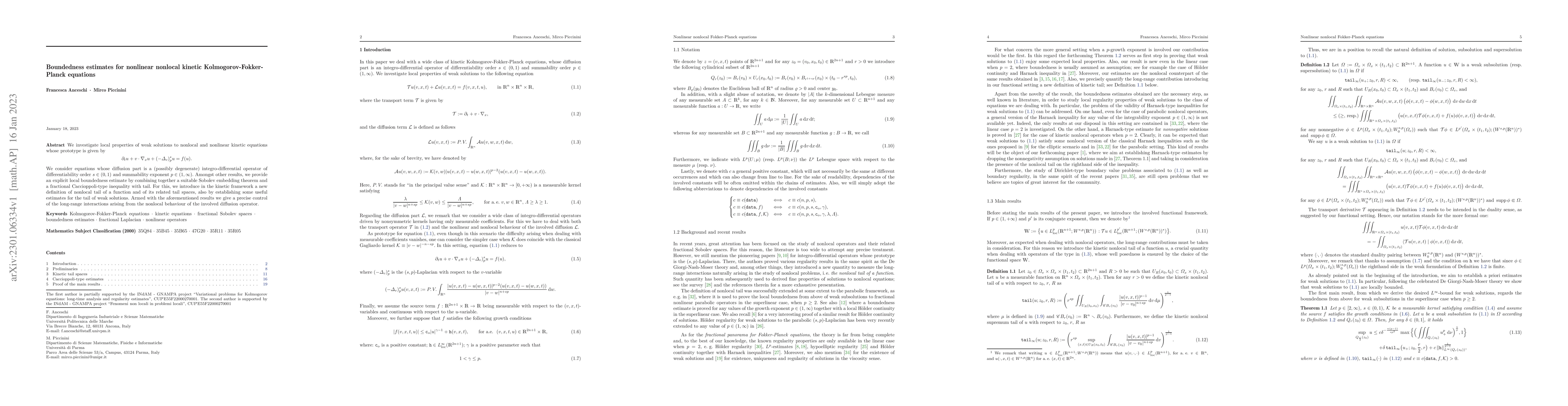Thumbnail for Boundedness estimates for nonlinear nonlocal kinetic
  Kolmogorov-Fokker-Planck equations