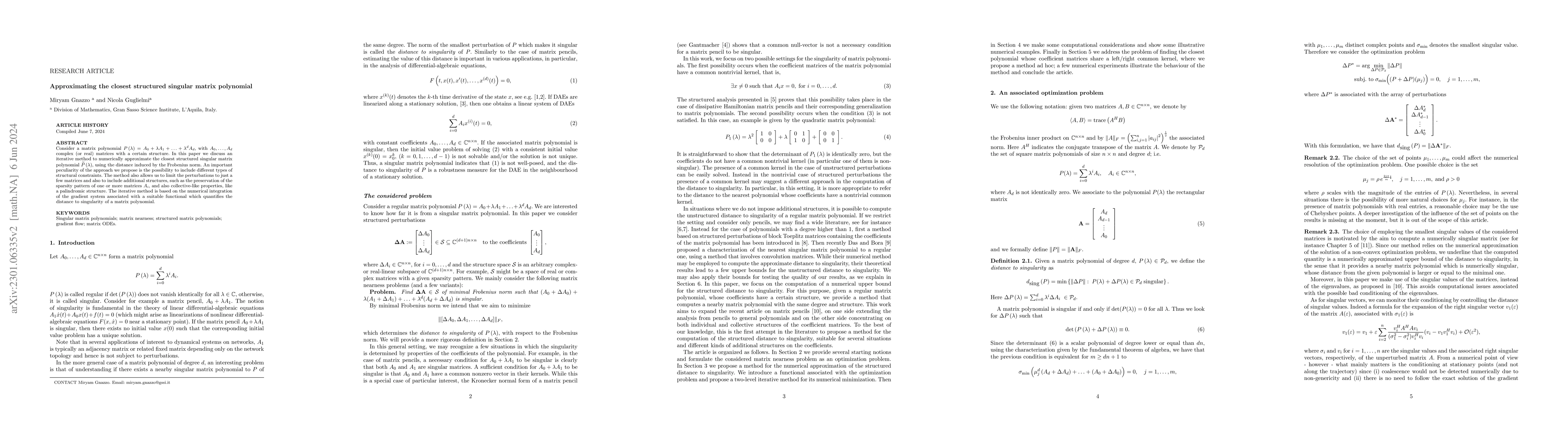 Thumbnail for Approximating the closest structured singular matrix polynomial