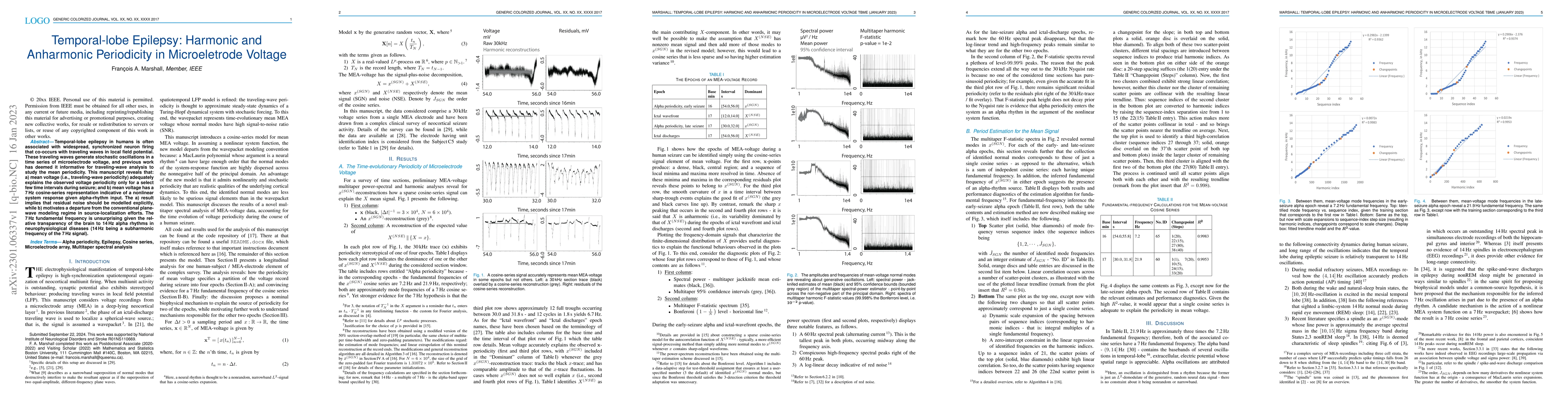 Thumbnail for Temporal-lobe Epilepsy: Harmonic and Anharmonic Periodicity in
  Microeletrode Voltage