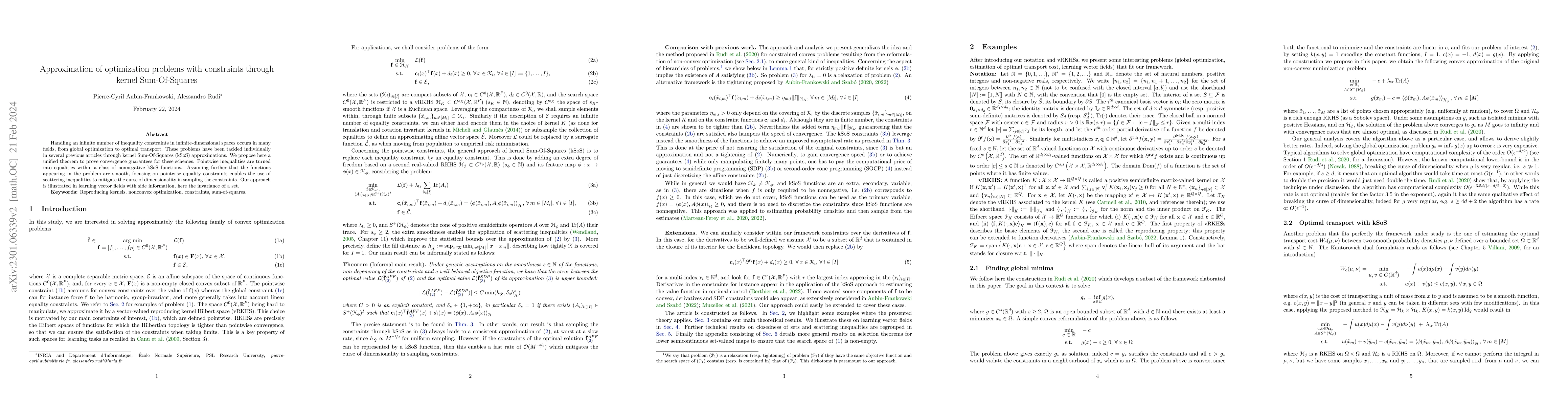 Thumbnail for Approximation of optimization problems with constraints through kernel
  Sum-Of-Squares