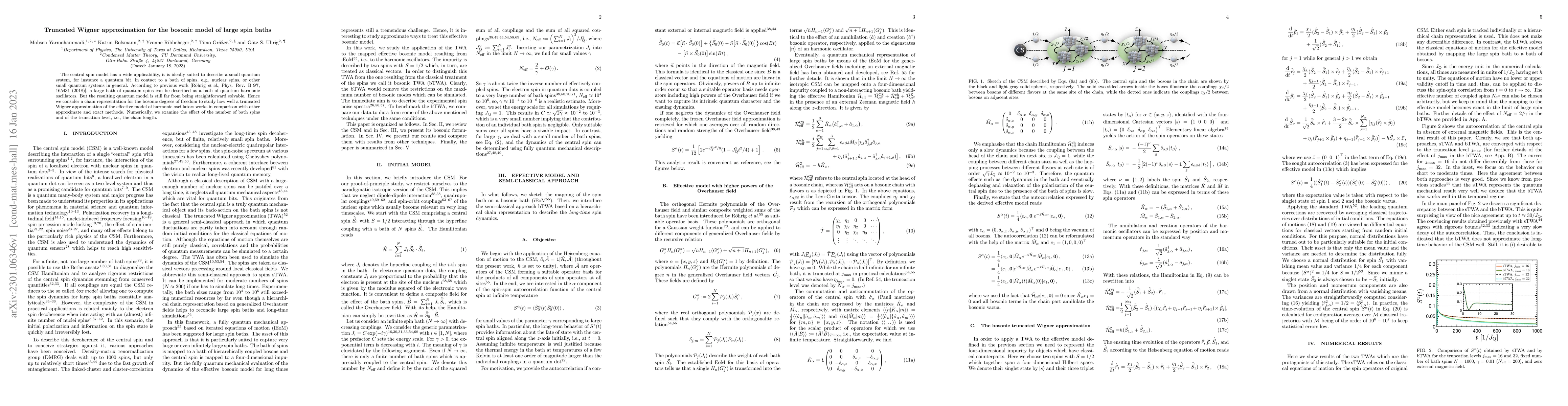 Thumbnail for Truncated Wigner approximation for the bosonic model of large spin baths