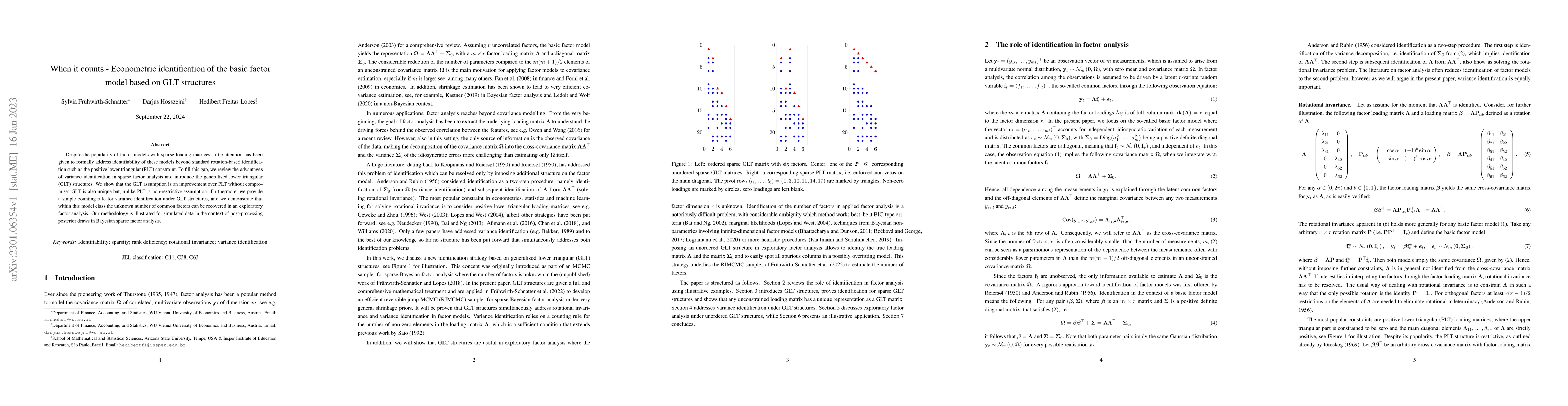 Thumbnail for When it counts -- Econometric identification of the basic factor model
  based on GLT structures