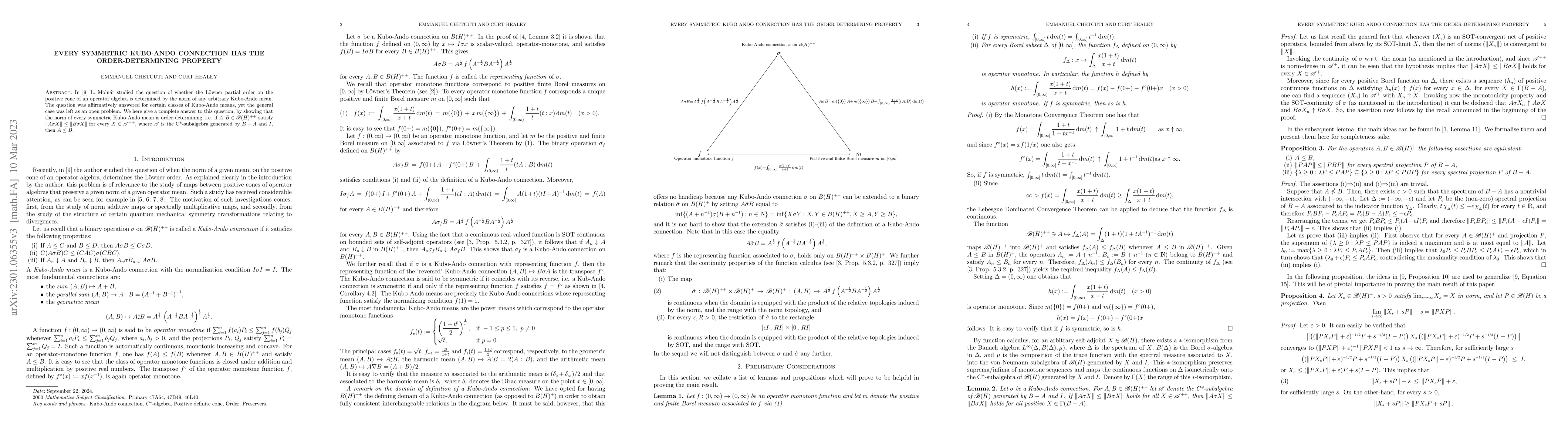 Thumbnail for Every symmetric Kubo-Ando connection has the order-determining property
  on $\mathcal B(H)$