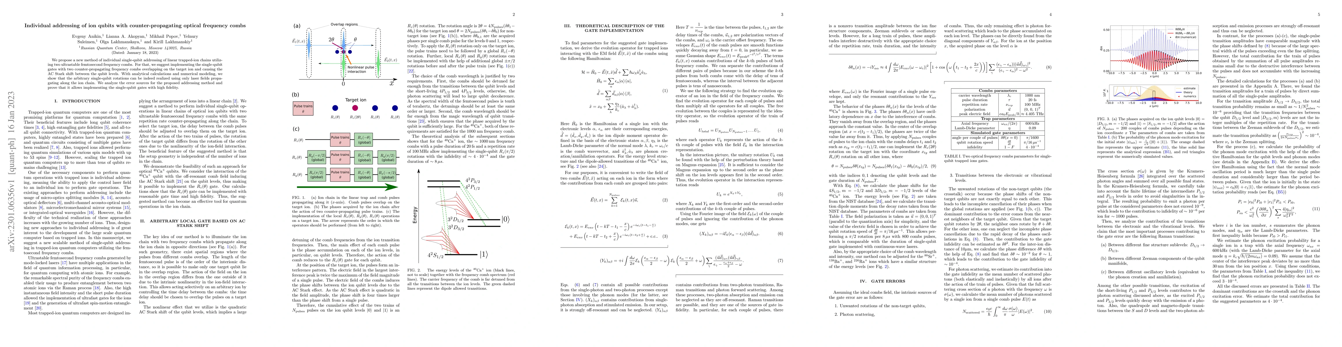 Thumbnail for Individual addressing of ion qubits with counter-propagating optical
  frequency combs