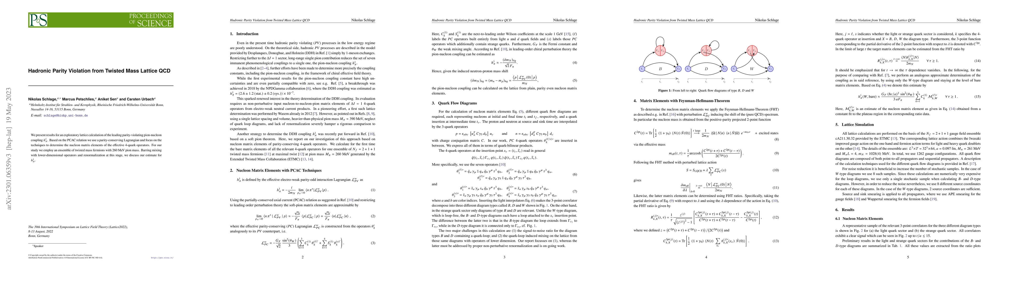 Thumbnail for Hadronic Parity Violation from Twisted Mass Lattice QCD