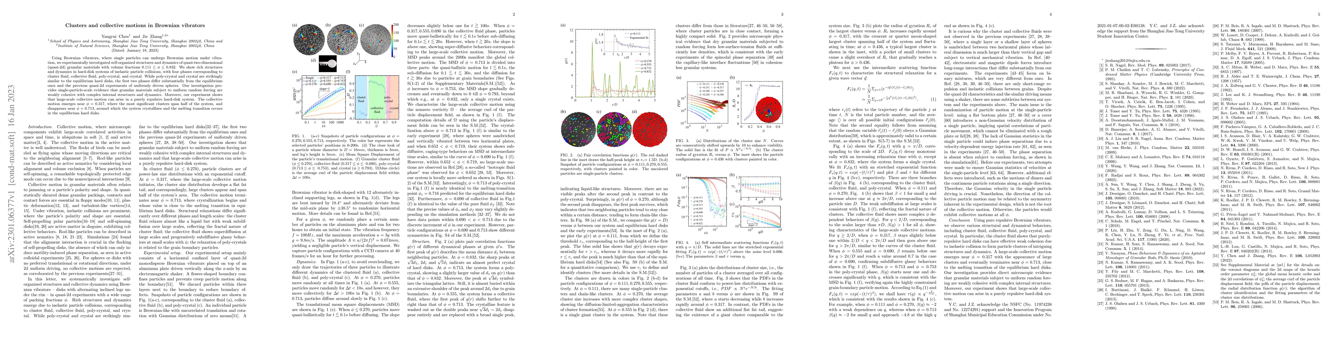 Thumbnail for Clusters and collective motions in Brownian vibrators
