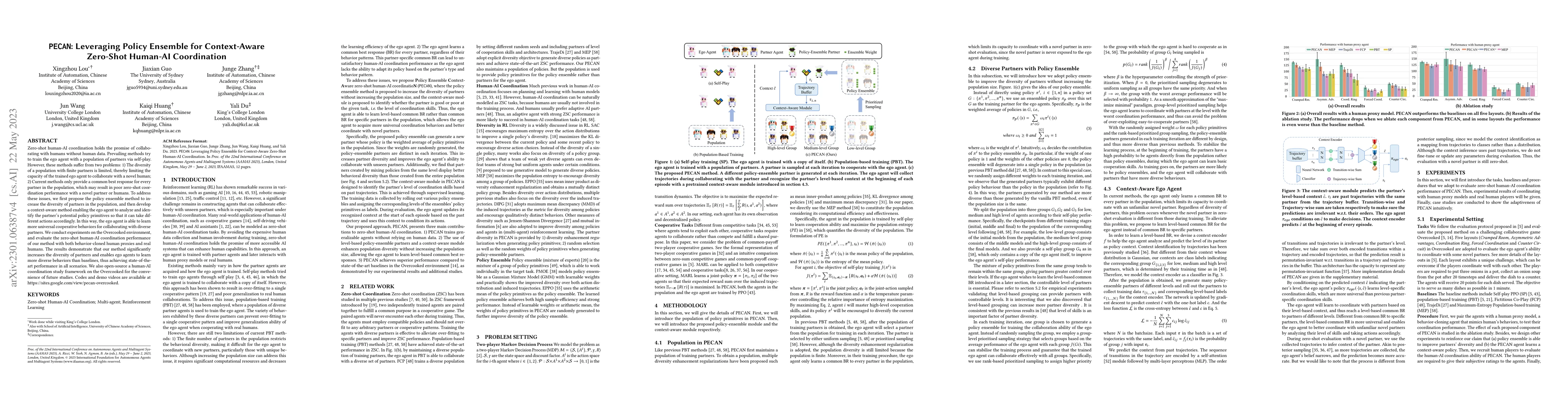 Thumbnail for PECAN: Leveraging Policy Ensemble for Context-Aware Zero-Shot Human-AI
  Coordination