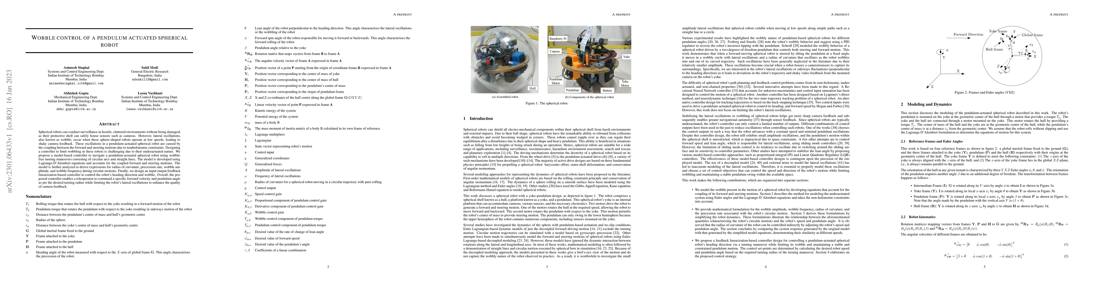 Thumbnail for Wobble control of a pendulum actuated spherical robot