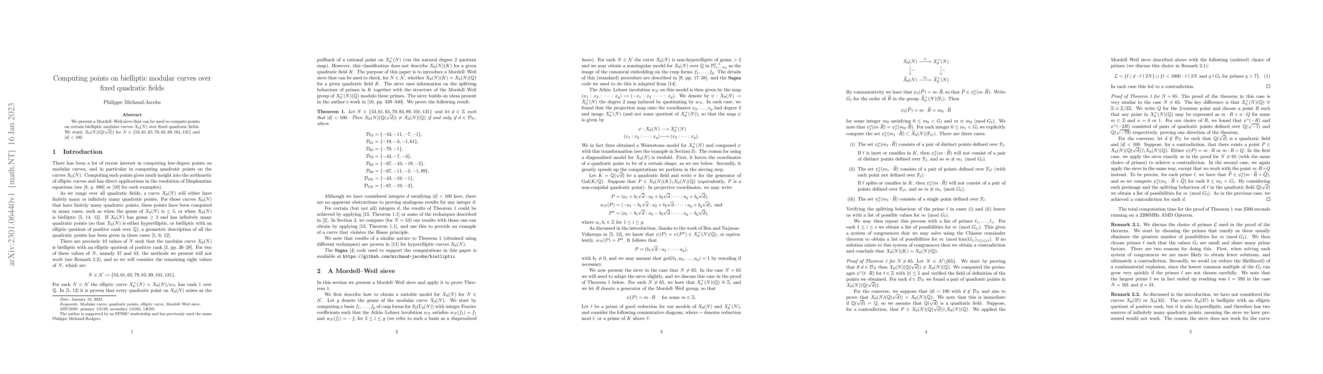 Thumbnail for Computing points on bielliptic modular curves over fixed quadratic
  fields