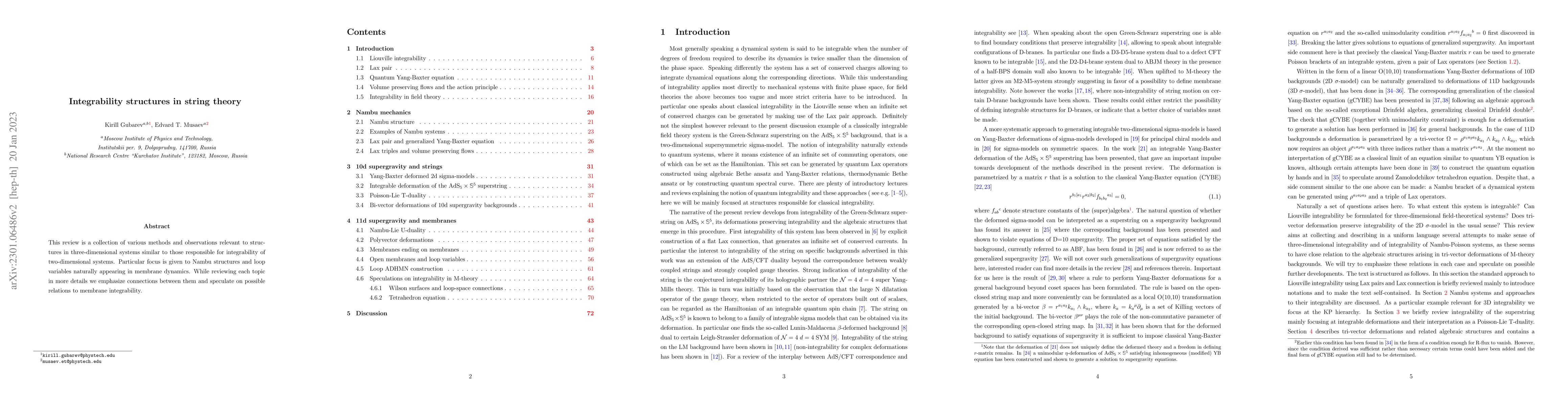 Thumbnail for Integrability structures in string theory