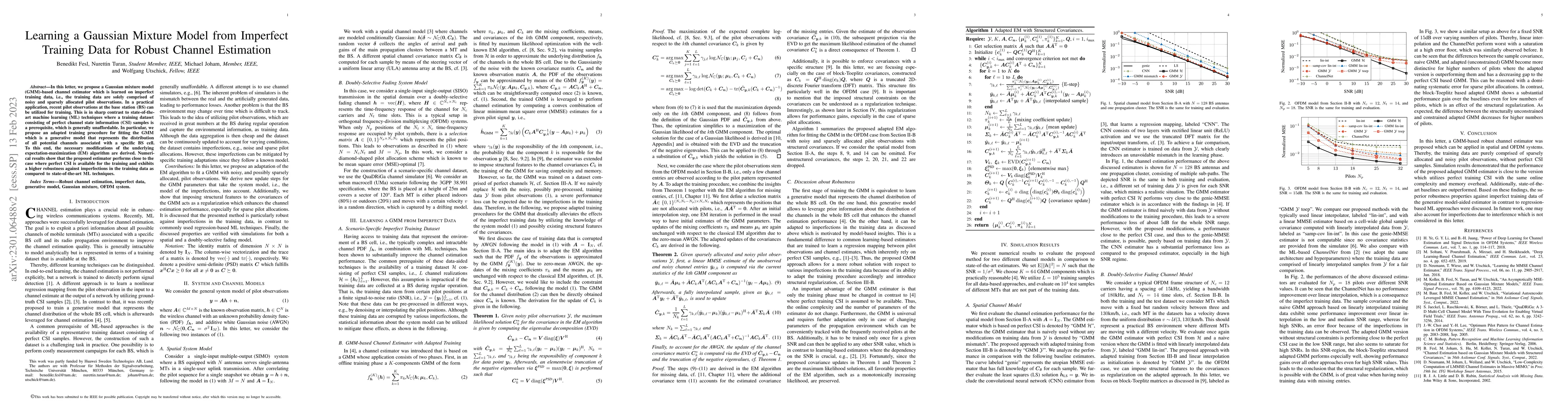 Thumbnail for Learning a Gaussian Mixture Model from Imperfect Training Data for
  Robust Channel Estimation