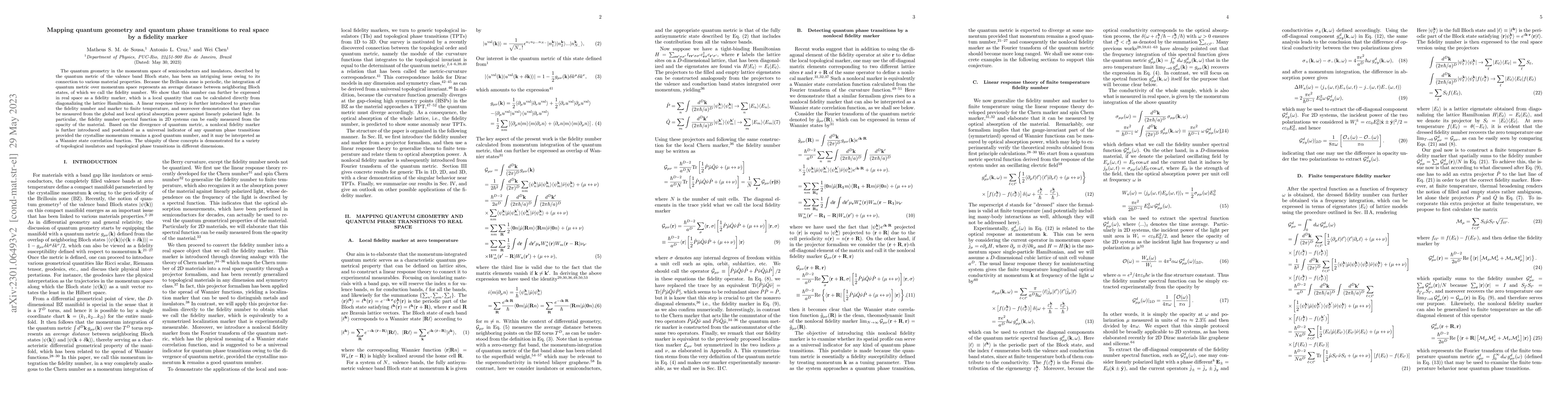 Thumbnail for Mapping quantum geometry and quantum phase transitions to real space by
  a fidelity marker