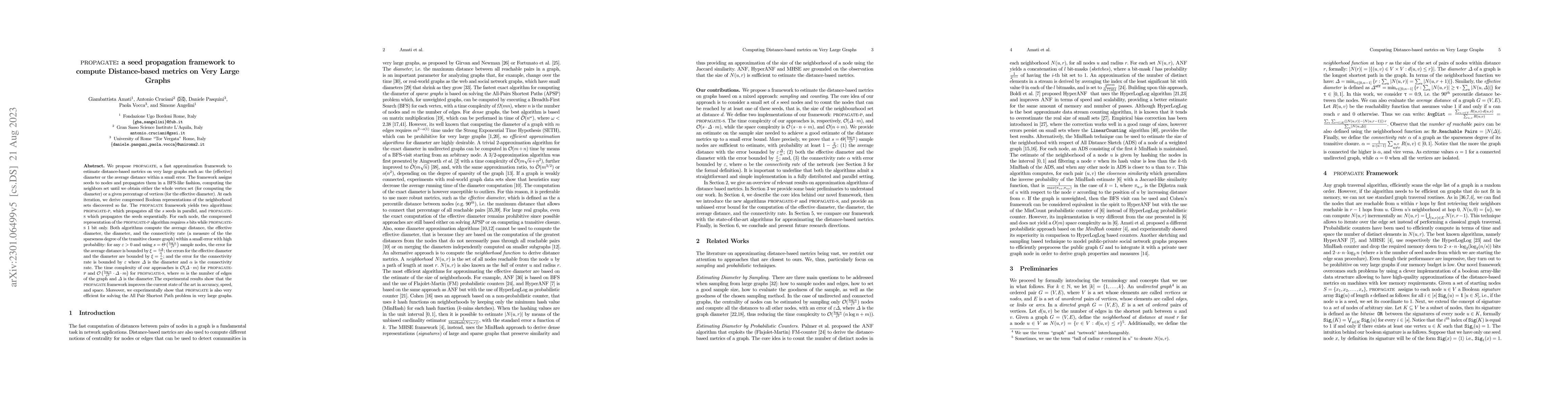 Thumbnail for PROPAGATE: a seed propagation framework to compute Distance-based
  metrics on Very Large Graphs