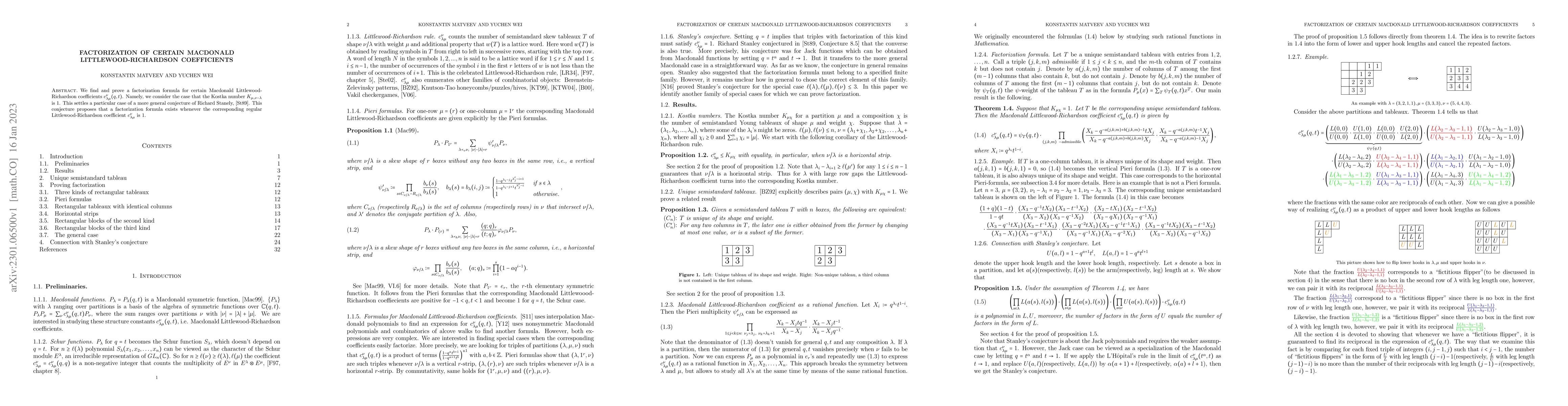 Thumbnail for Factorization of certain Macdonald Littlewood-Richardson coefficients