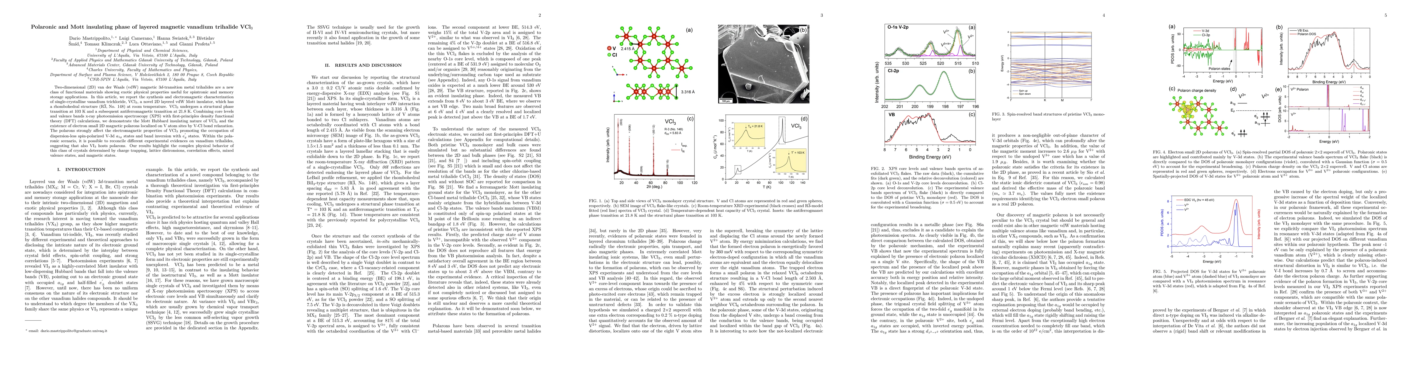 Thumbnail for Polaronic and Mott insulating phase of layered magnetic vanadium
  trihalide VCl3