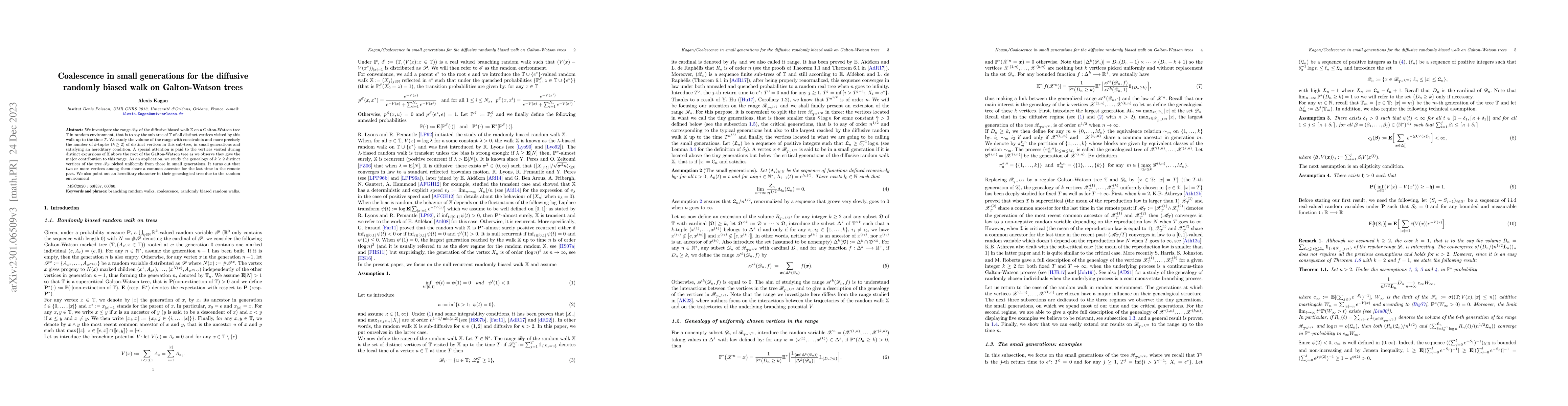 Thumbnail for Coalescence in small generations for the diffusive randomly biased walk
  on Galton-Watson trees