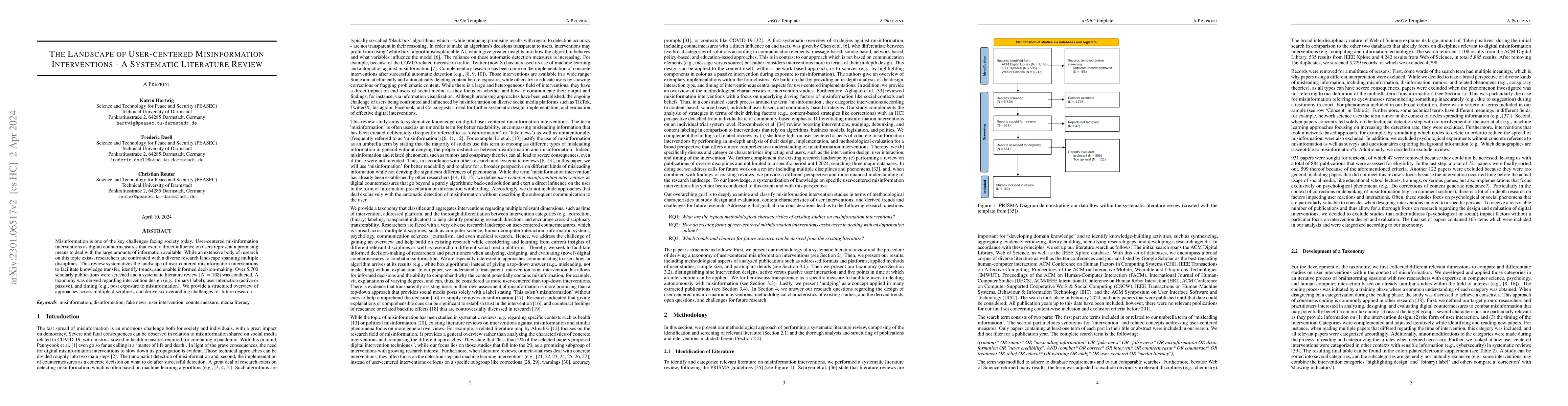 Thumbnail for The Landscape of User-centered Misinformation Interventions -- A
  Systematic Literature Review