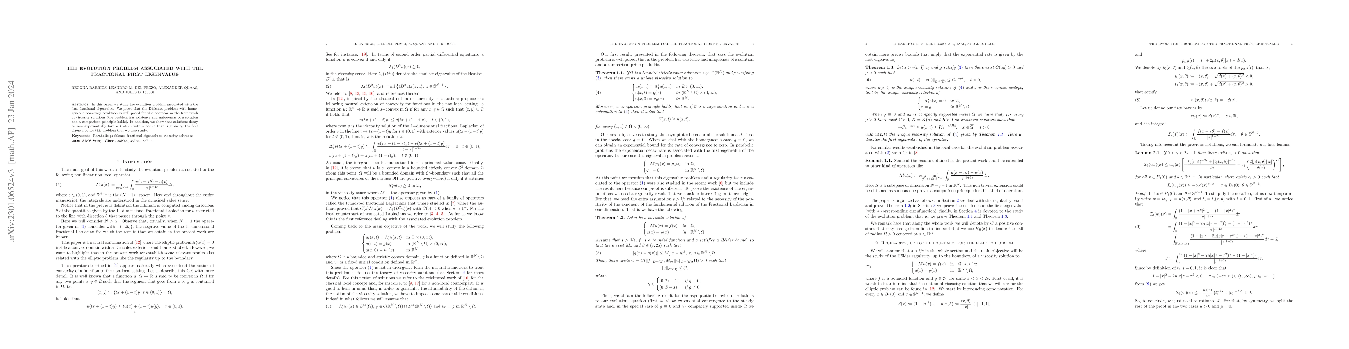 Thumbnail for The evolution problem associated with the fractional first eigenvalue