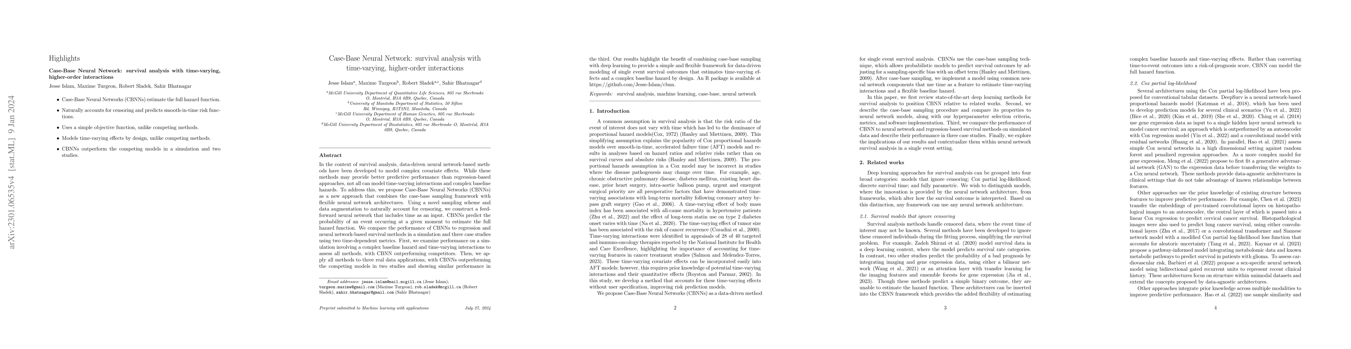 Thumbnail for Case-Base Neural Networks: survival analysis with time-varying,
  higher-order interactions