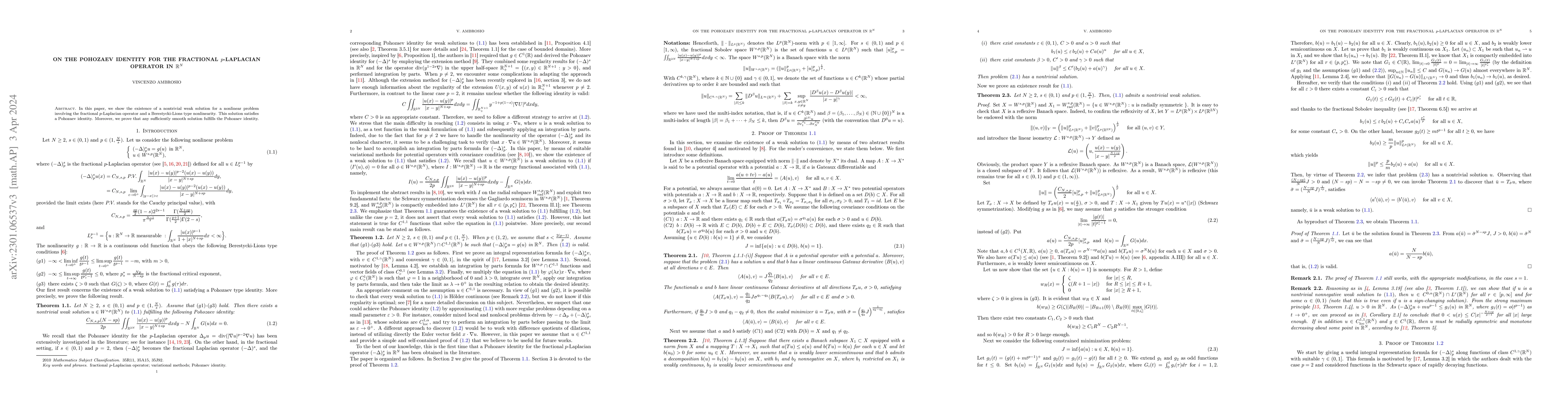 Thumbnail for On the Pohozaev identity for the fractional $p$-Laplacian operator in
  $\mathbb{R}^N$