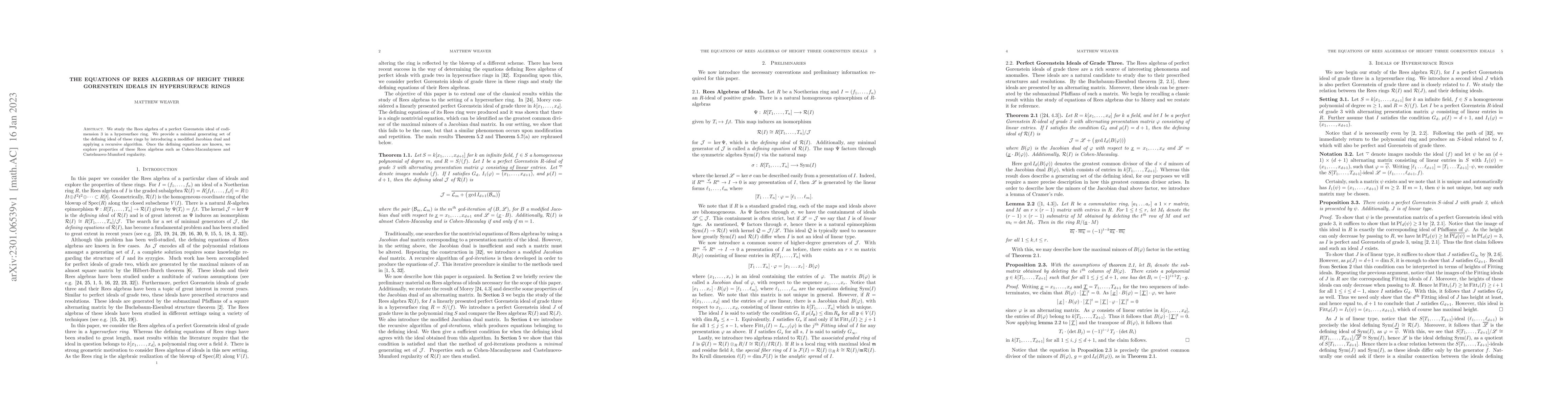 Thumbnail for The equations of Rees algebras of height three Gorenstein ideals in
  hypersurface rings